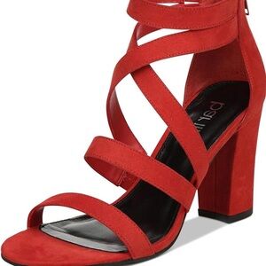 Red Strappy Heeled Sandals